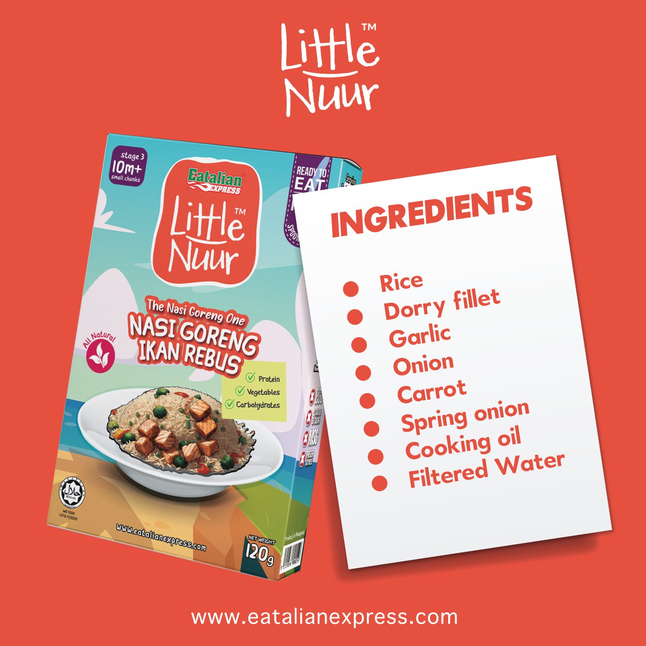 Little Nuur Ready To Eat - Nasi Goreng Ikan Rebus (10m+)