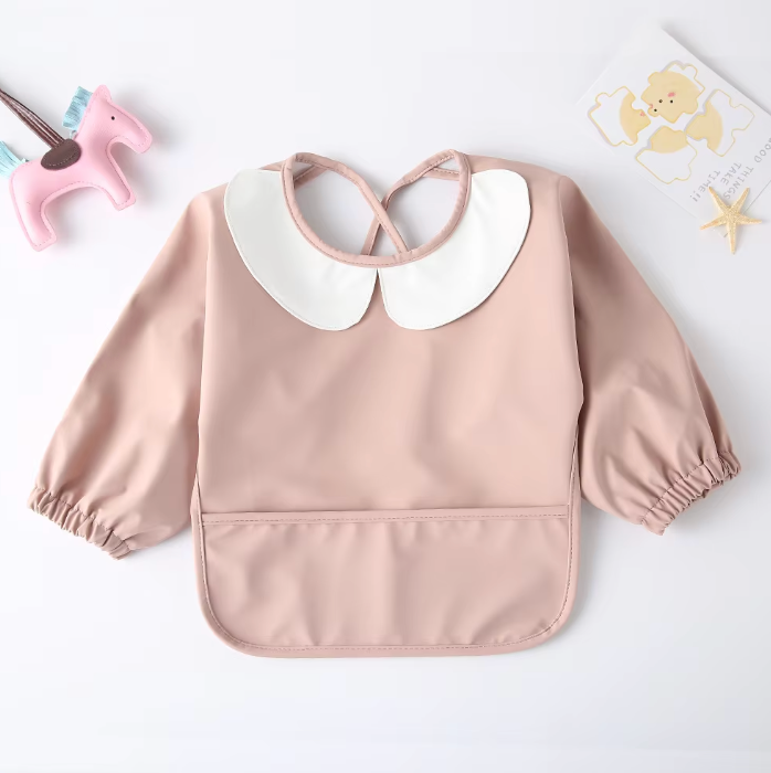 Mess Proof Long Sleeve Bibs with Pocket