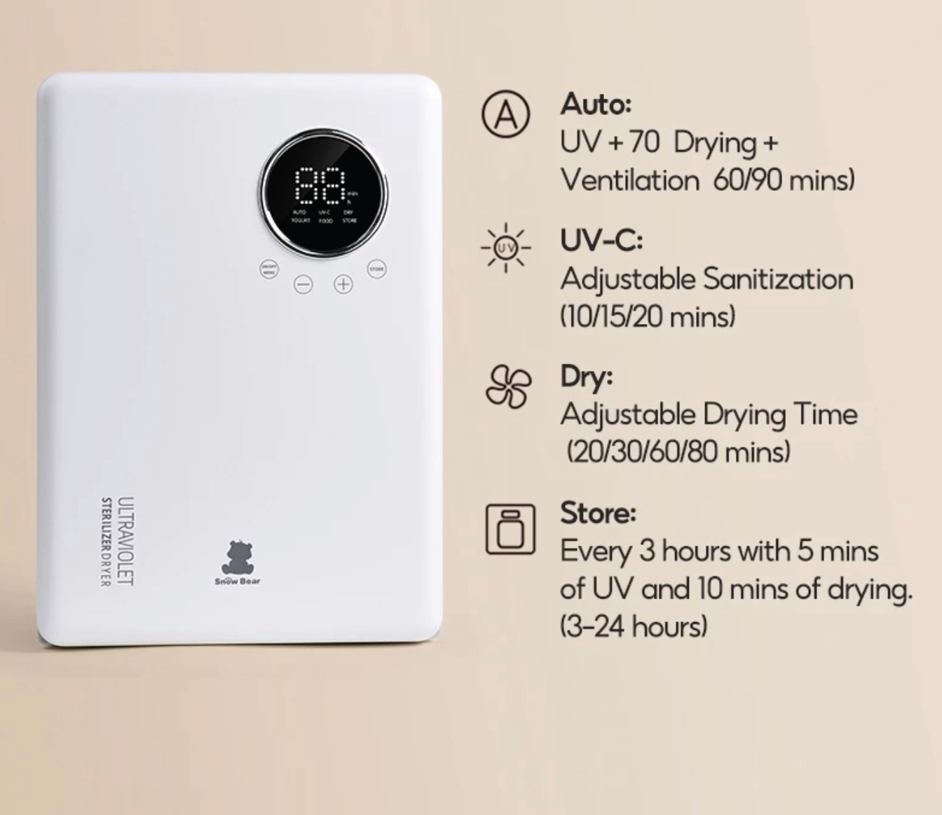 Snow Bear 19L LED UV Steriliser & Dryer 25LED