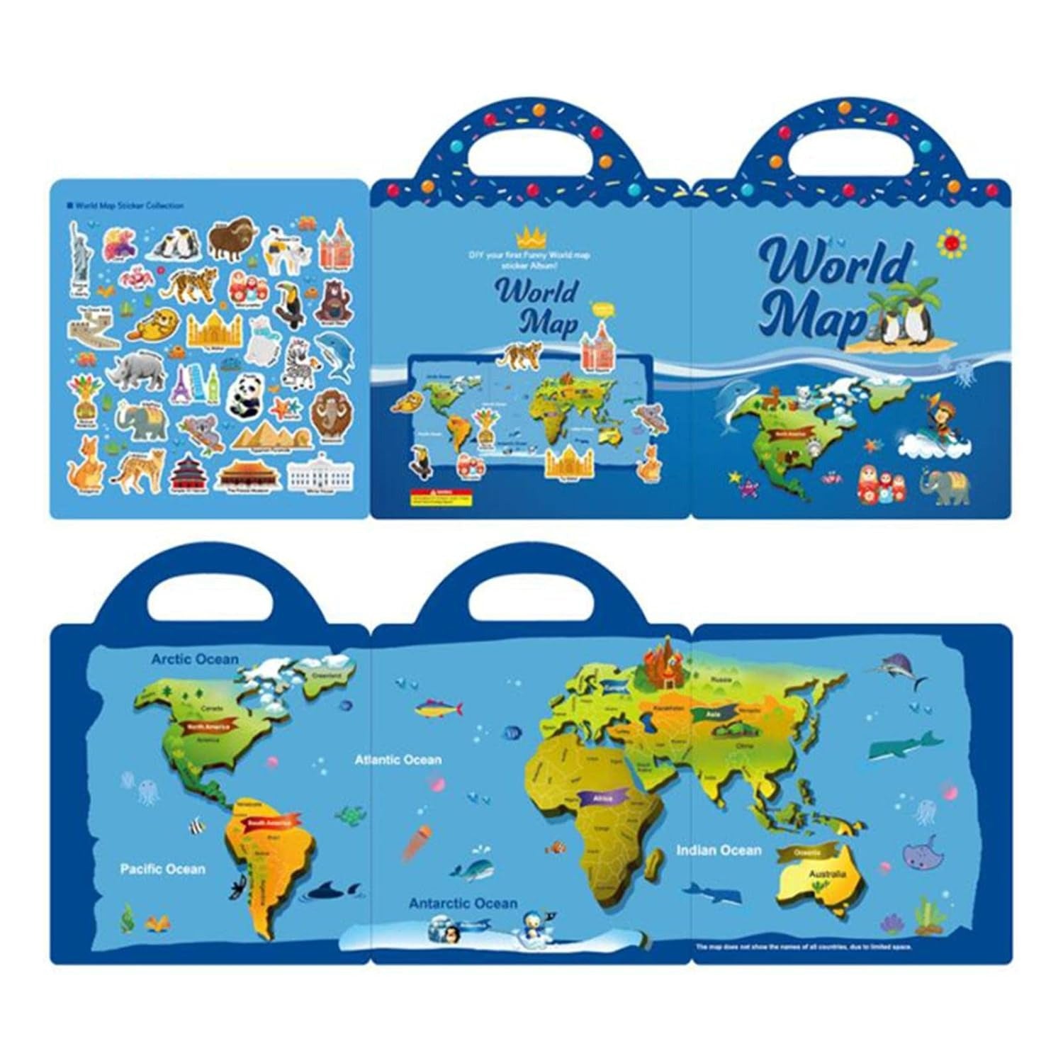 World Map - Sticker Book Designs Educational Learning