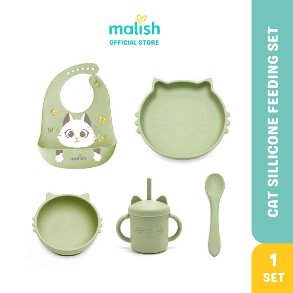 Malish Cat Silicone 5 in 1 Feeding Set