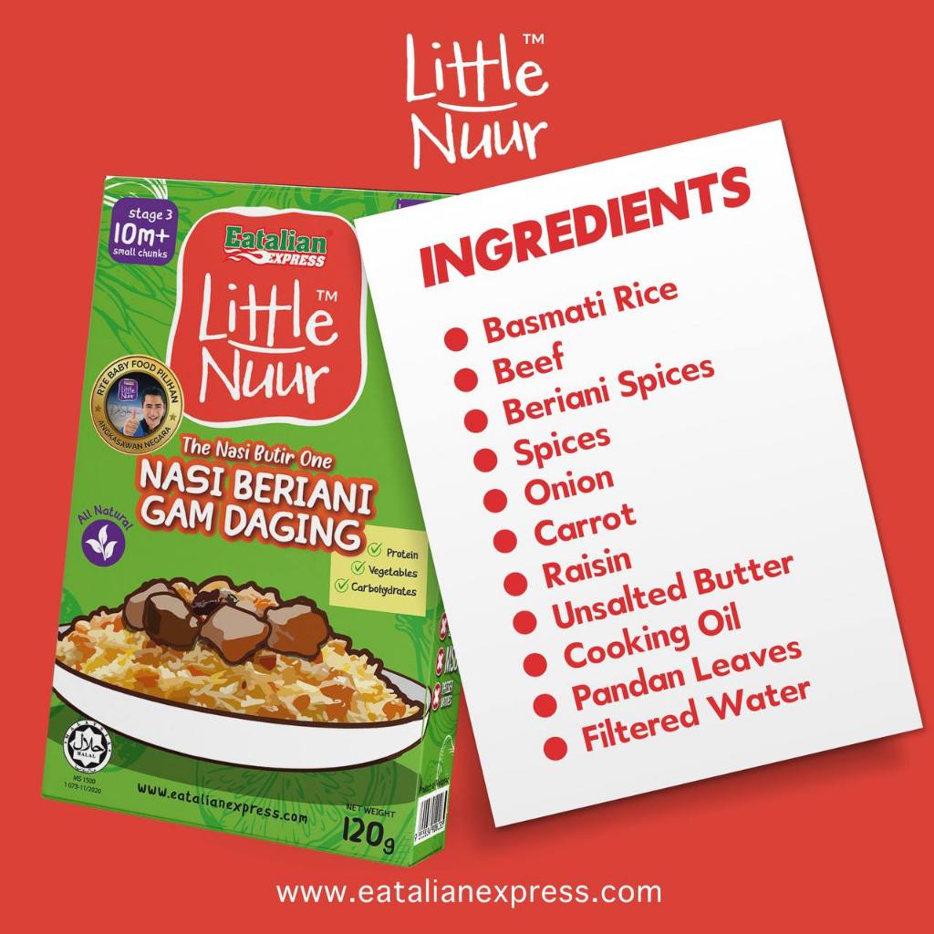 Little Nuur Ready To Eat – Nasi Beriani Gam Daging (10m+)