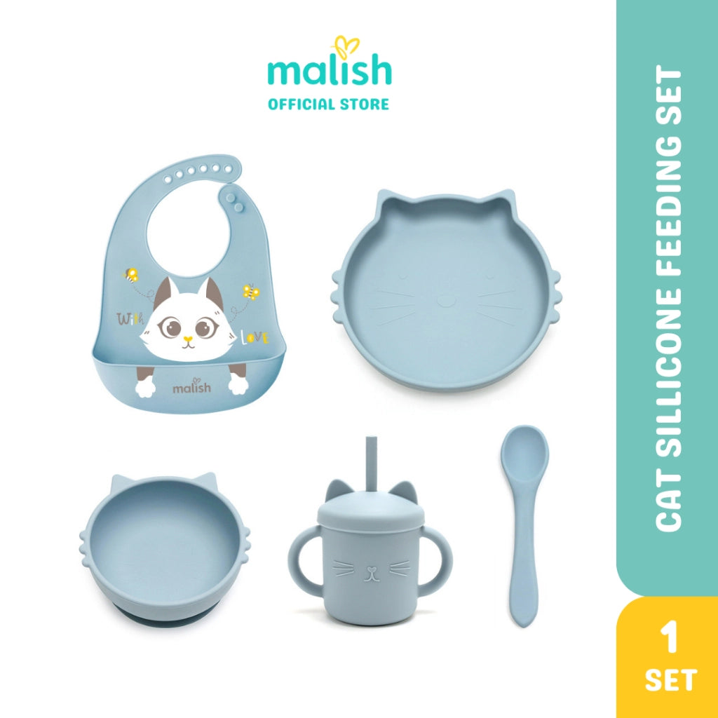 Malish Cat Silicone 5 in 1 Feeding Set