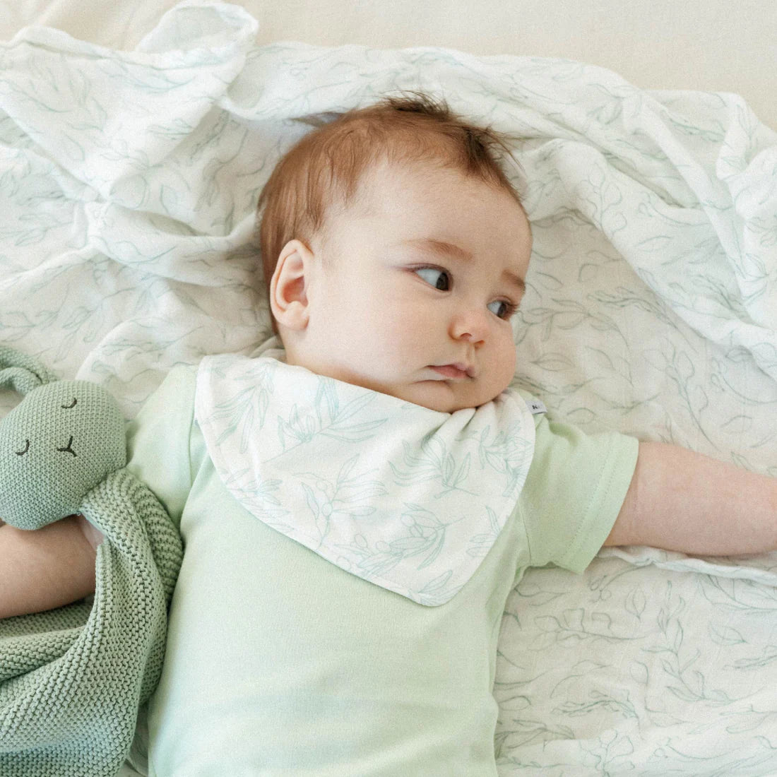 2-Pack Organic Bandana Bib- Serene Olive