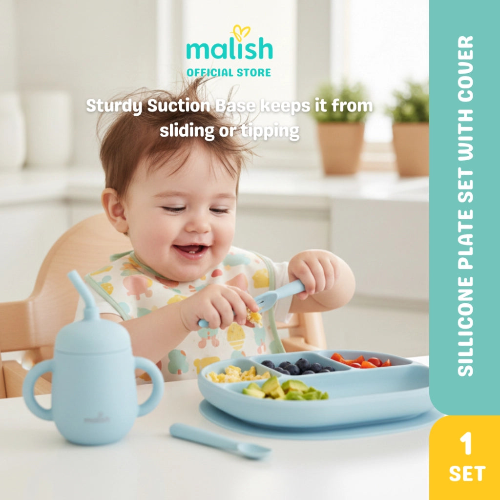Malish Silicone Plate with Cover/ Sippy Cup