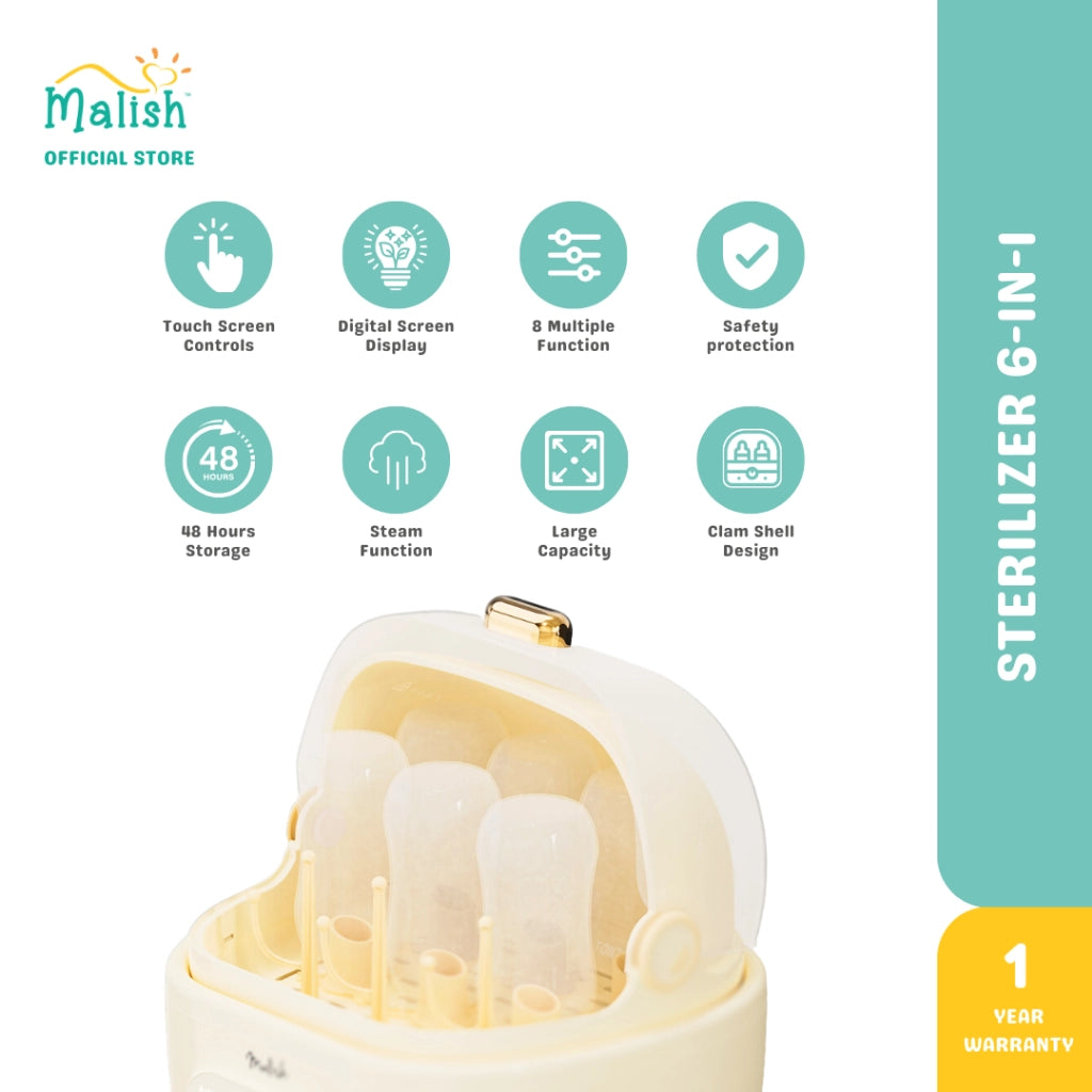 Malish 6-in-1 Baby Bottle Sterilizer and Dryer