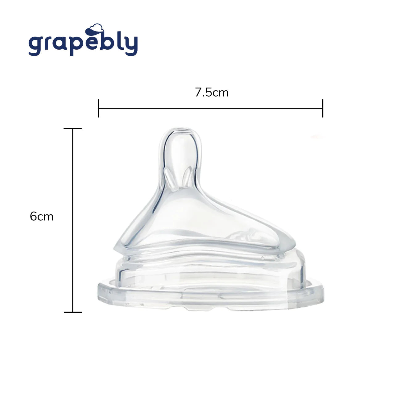 Grapebly Silicone Anti Colic Teat - Cross Hole (2 pieces)