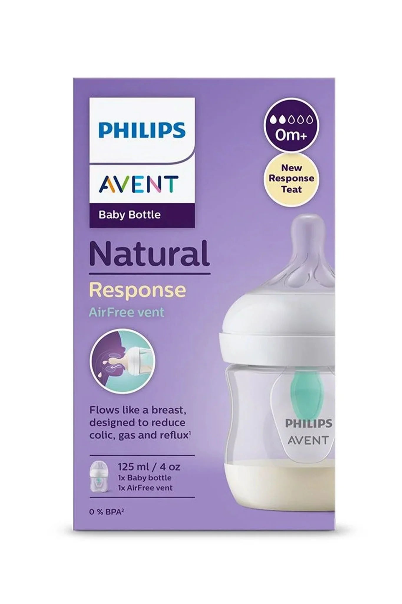 Natural Response Bottle With Airfree Vent 125ml