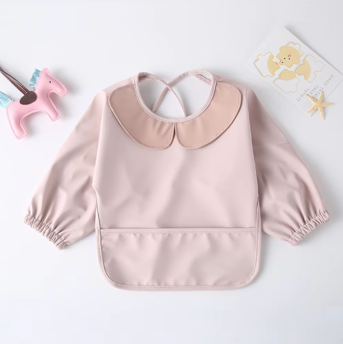 Mess Proof Long Sleeve Bibs with Pocket