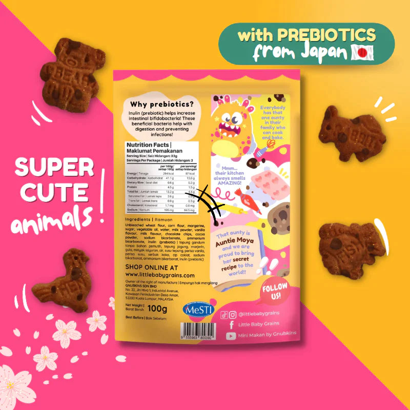 Double Choc Chip Animal Cookies With Prebiotics