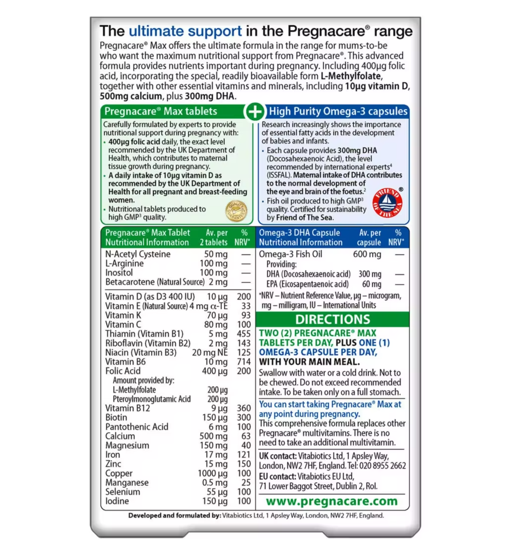 Vitabiotics Pregnacare Max 56 tabs / 28 caps