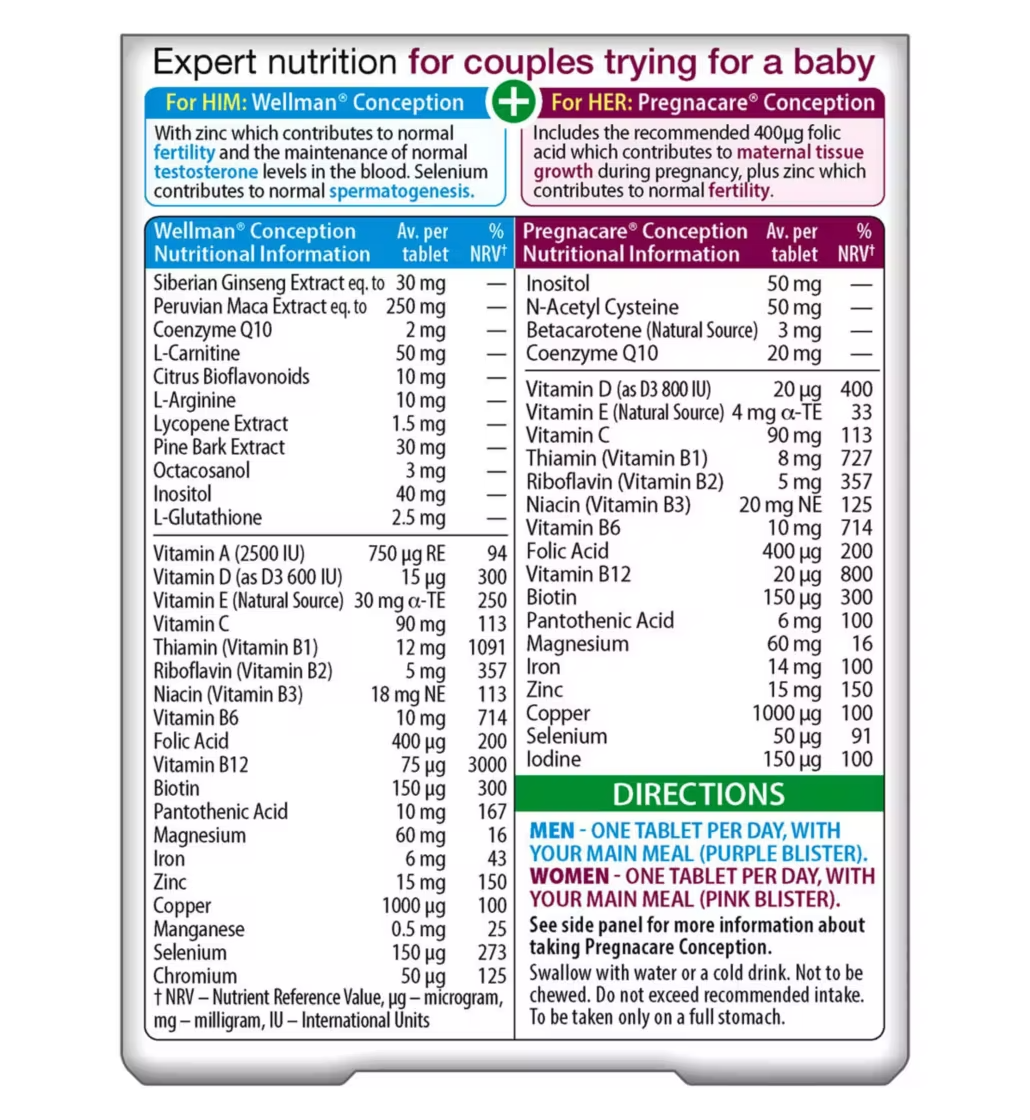 Vitabiotics Pregnacare Him and Her Conception - 60 Tablets