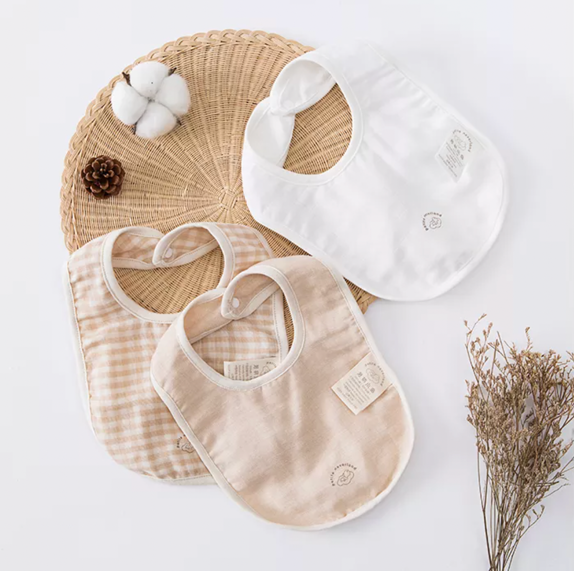 3 Organic Cotton Newborn Bibs