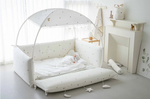 Moon Star White - 100% Premium Cotton Embroidery Bumper Bed (SIZE L, BED ONLY)